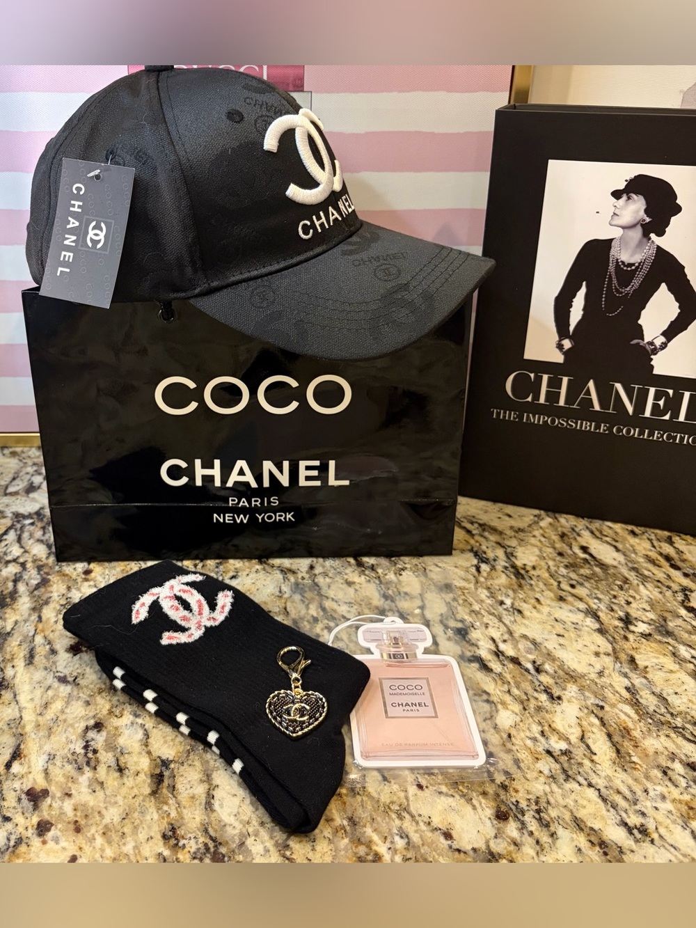 RARE AUTH. COCO CHANEL SHOPPING BAG with free “Fashion/Novelty” Chanel items